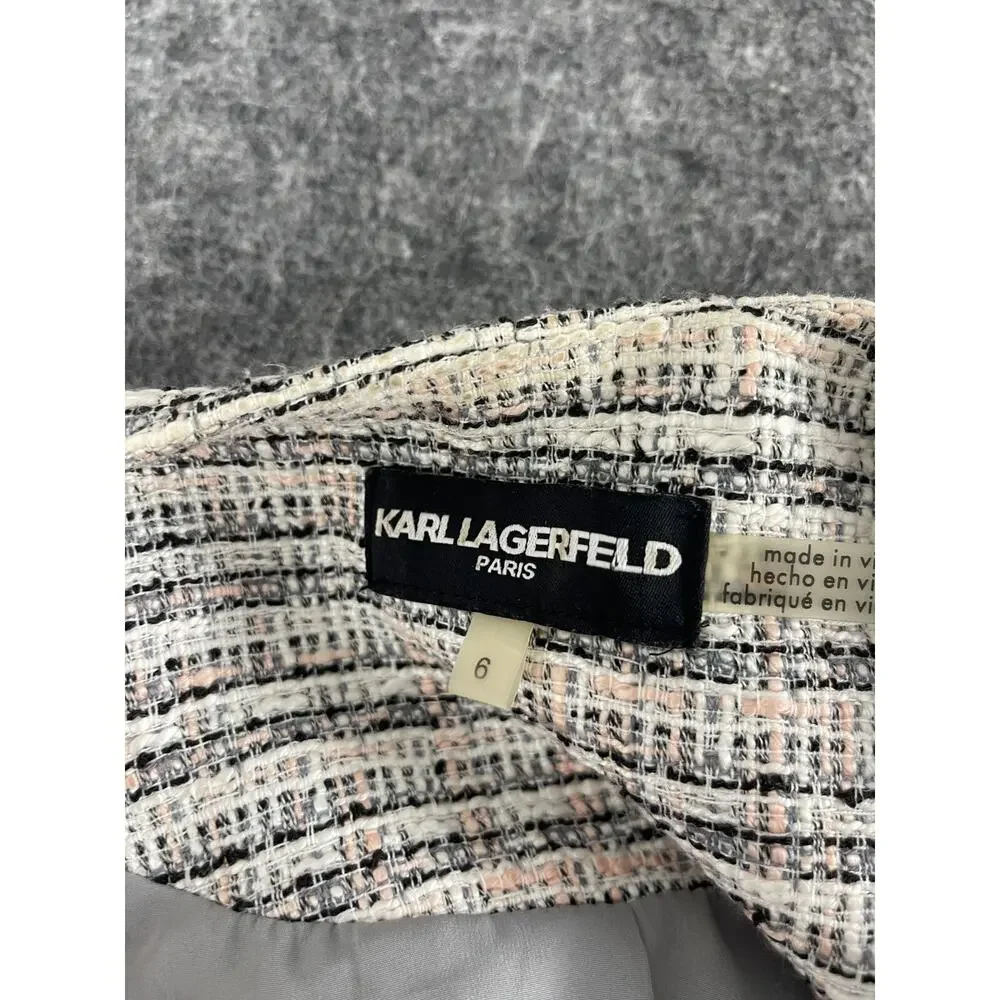 Karl Lagerfeld Blazer Jacket Women 6 White Full Zip Sport Coat Long Sleeve N299